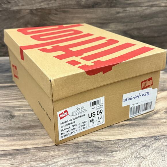 NIB Fitflop 9 Surff Two Tone Webbing/Leather Back Strap Sport Sandals Blue - Picture 12 of 12